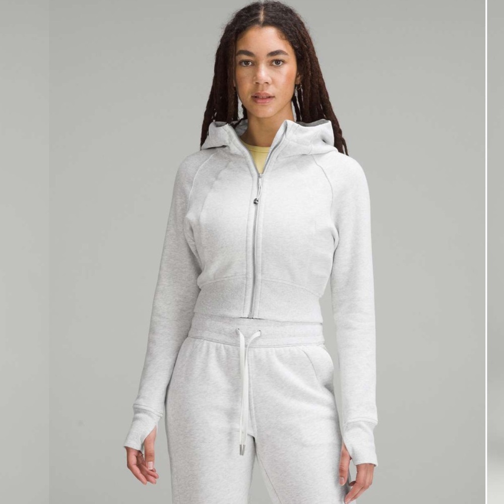 Lululemon Cropped Scuba Gray Zip-Up Hoodie